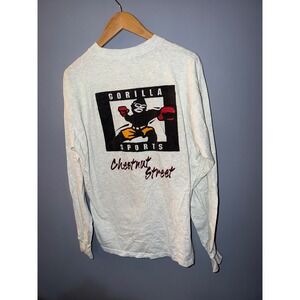 Vintage Gorilla Sports Boxing Shirt Long Sleeve Grey Fruit of the Loom Large
